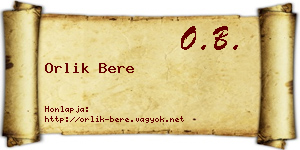Orlik Bere névjegykártya